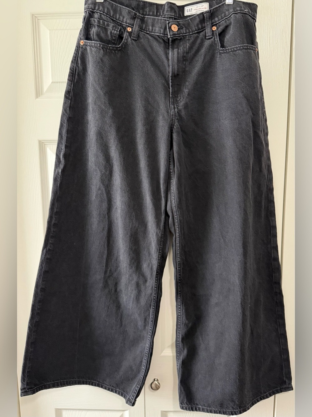 GAP Extra Baggy Low Rise UltraSoft Black Wide Leg Jeans 31/12R Lyocell